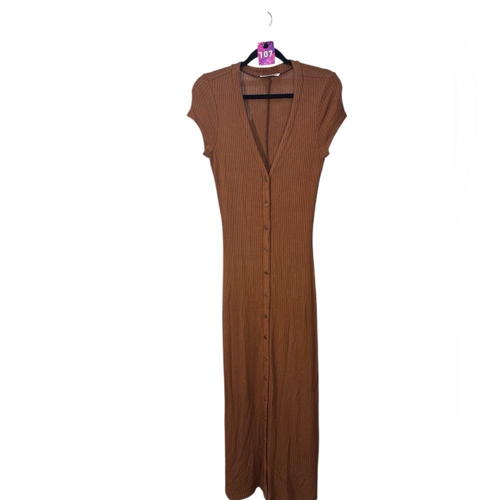 Reformation Cypress Brown Ribbed Knit Maxi Dress MSRP $248 Medium - Picture 4 of 7